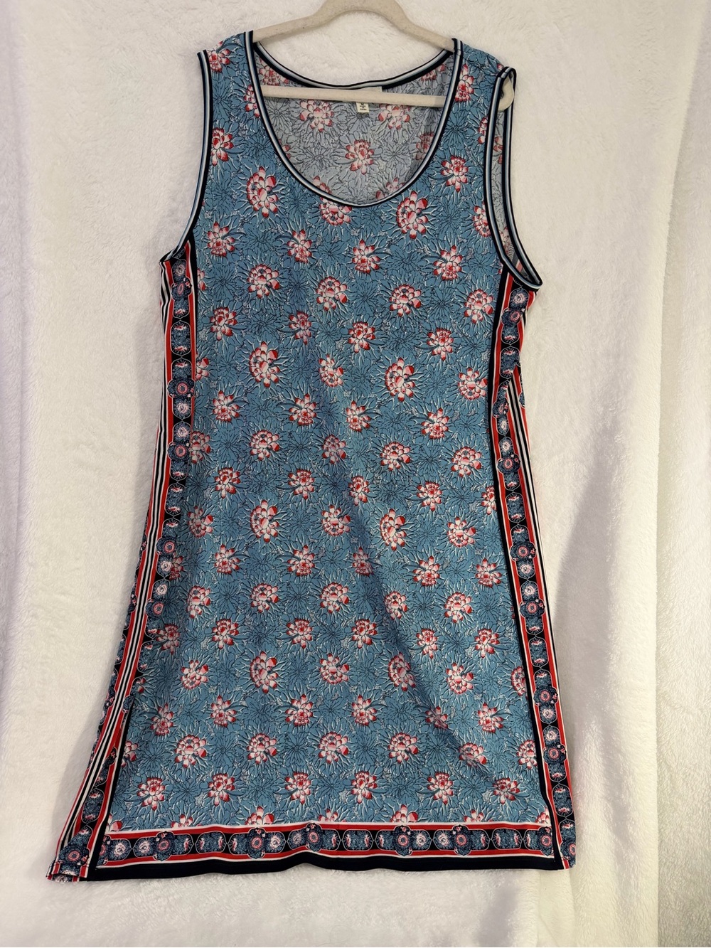 Max Studio Shift Dress Sz Medium Blue Floral Print Beautiful Blue Summer Resort